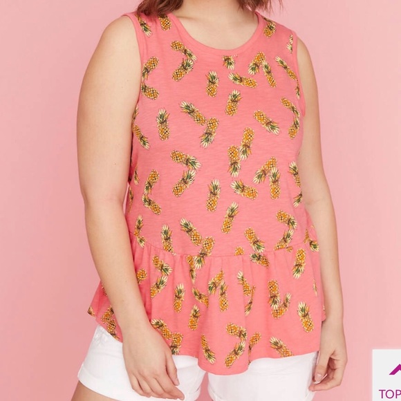 Lane Bryant Tops - 3 For $25👚👚 LB Ruffle Peplum Pineapple Tank